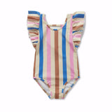 Swimsuit ruffles multi stripes
