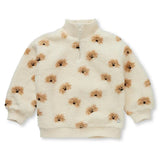 Teddy mock zip dog print