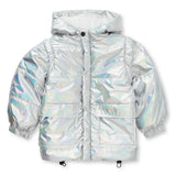 Silberne Nylonjacke