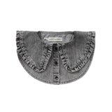 Denim ruffle collar