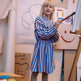 Ruffle dress stripes blue