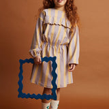 Ruffle dress stripes sand